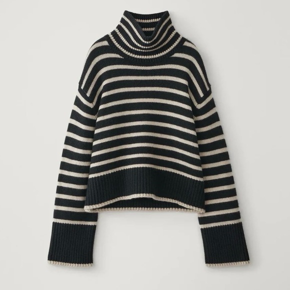 LISA YANG FLEUR STRIPPED CASHMERE SWEATER BLACK CREAM SIZE 0 SMALL EUC
